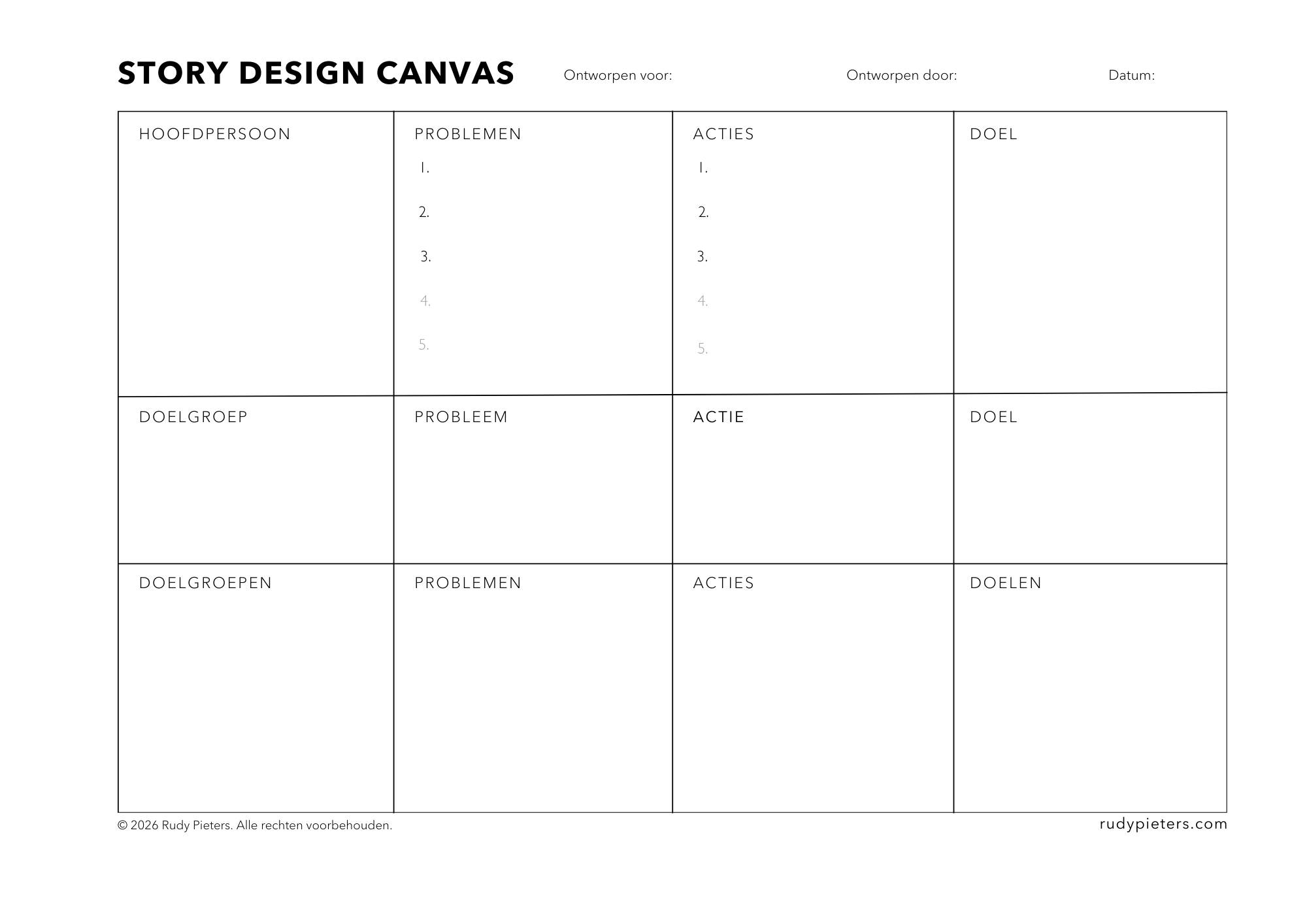 Strory Design Story Design Canvas - Rudy Pieters
